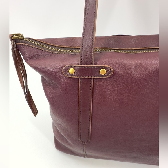 Fossil Felicity Satchel Tote Bordeaux Leather Bag Purse Double Shoulder Strap - Picture 4 of 16